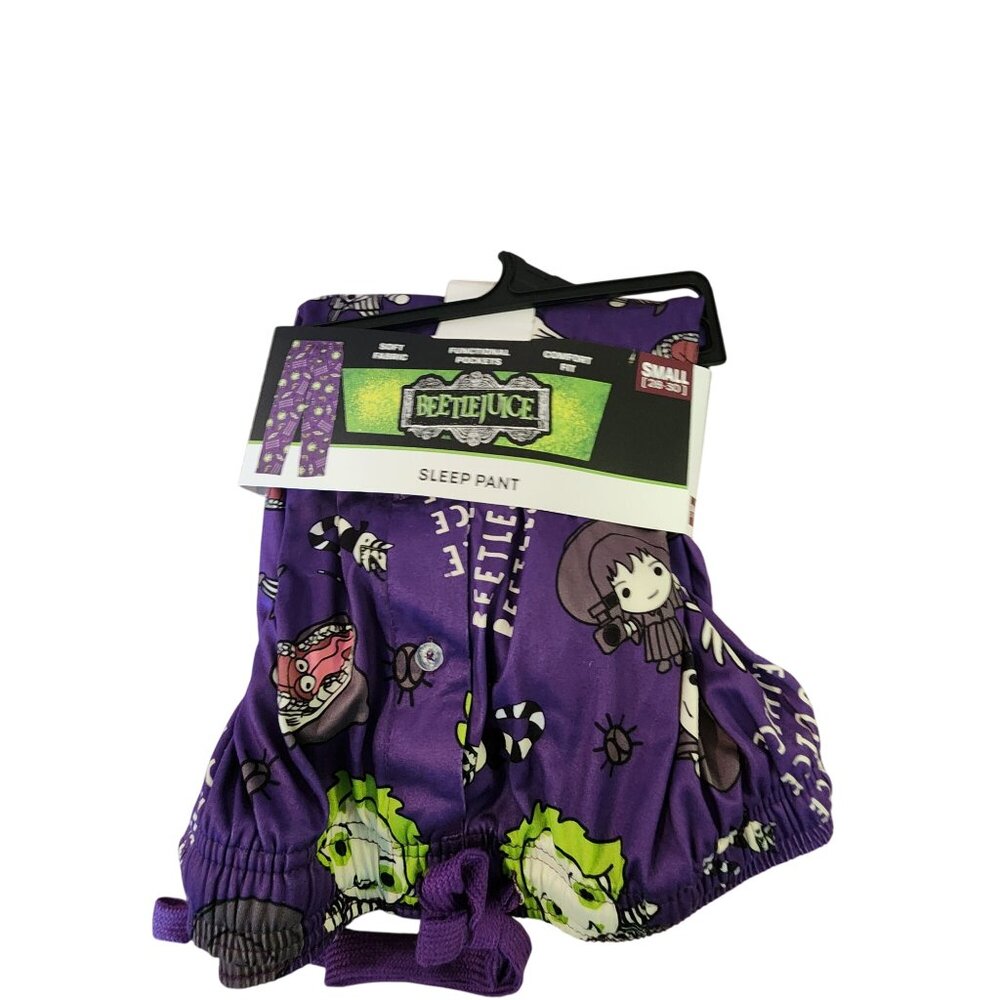 Beetlejuice Sleep Pant Small Purple Cartoon Characters Polyester & Spandex